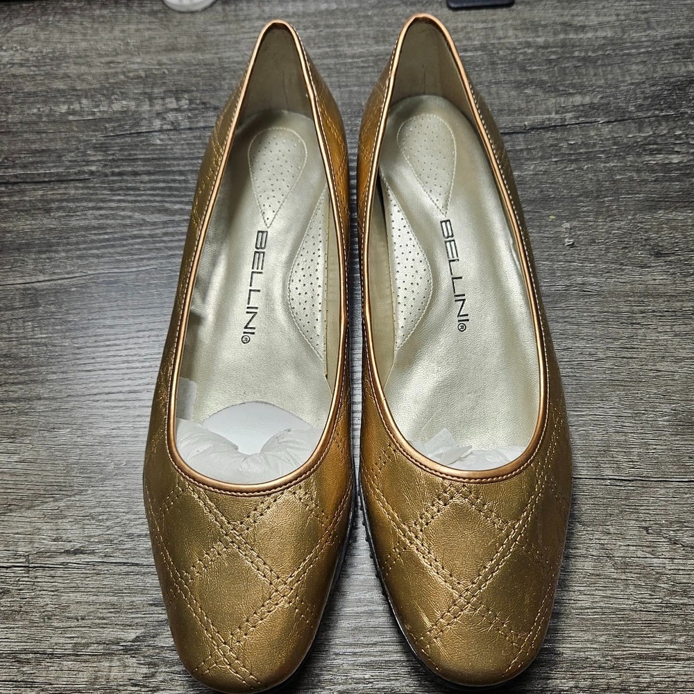 Bellini Jack Womens Bronze Quilted Ballet Flats Size 9W Wide New in Box